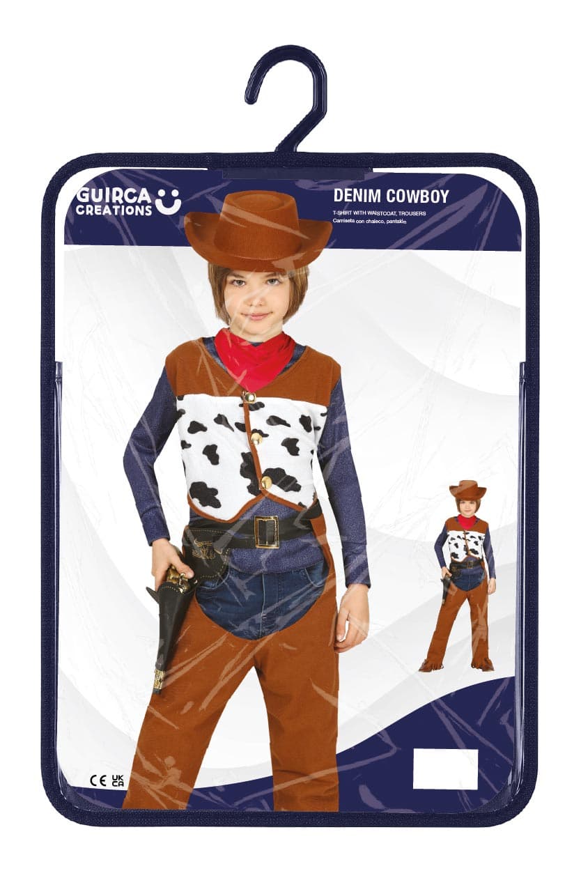 Cowboy – kostume til drenge, blå og brun