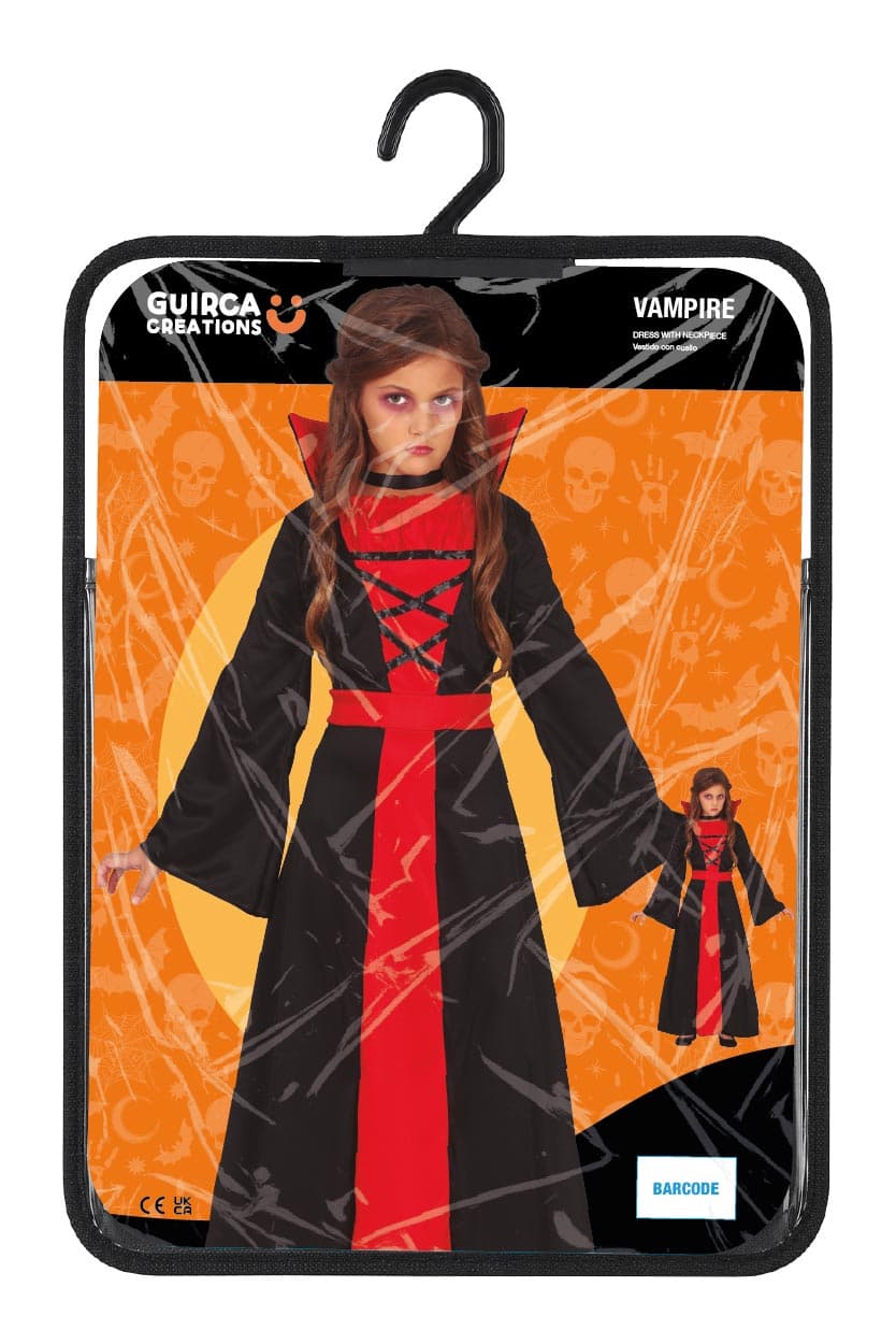Vampyr – kostume til piger, rød og sort, model 78015
