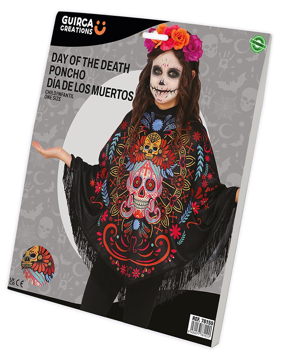 Poncho til De Dødes Dag – kostume til piger