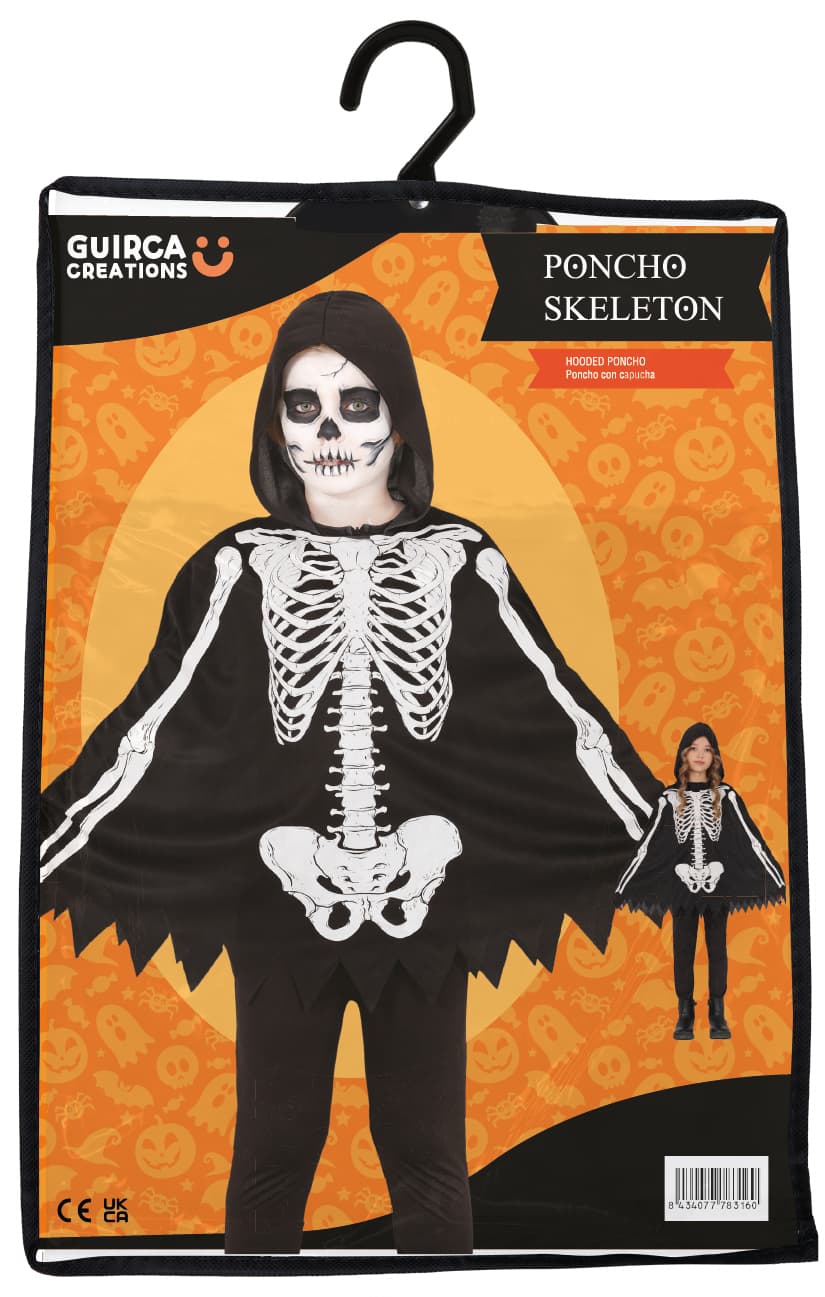 Skeletponcho – kostume til børn