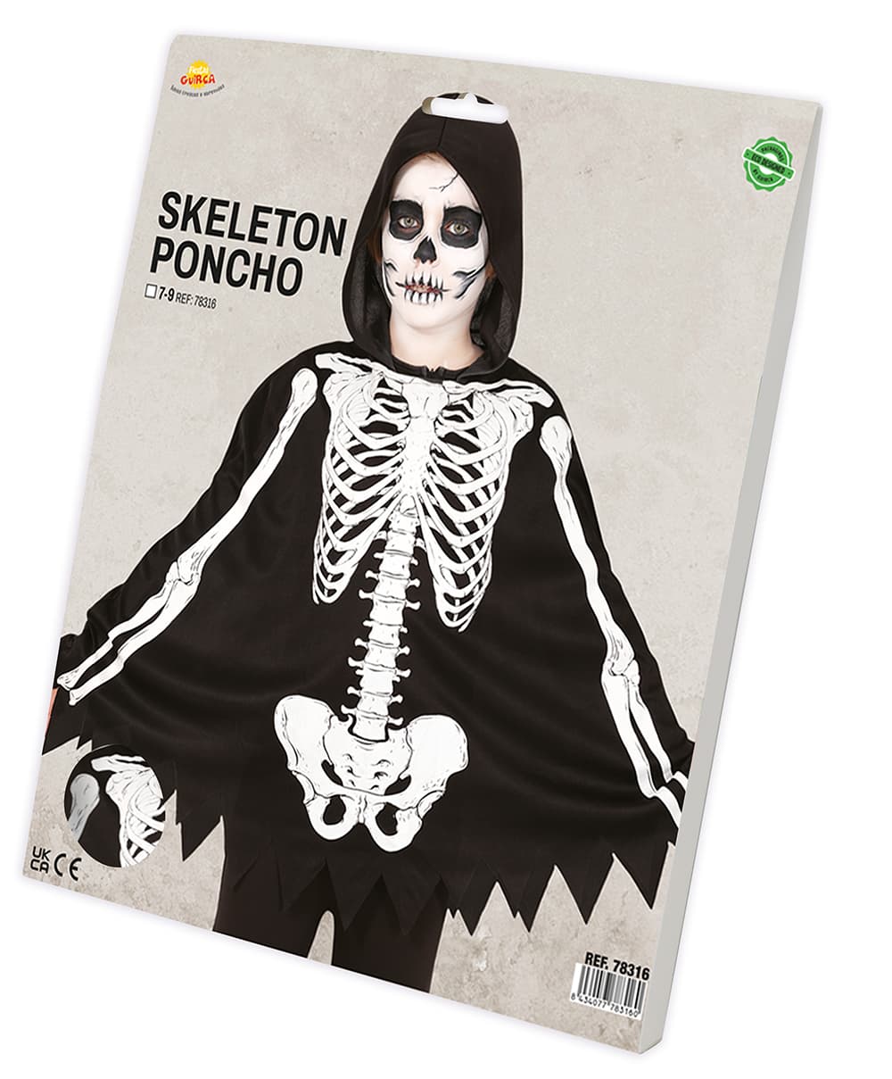 Skeletponcho – kostume til børn