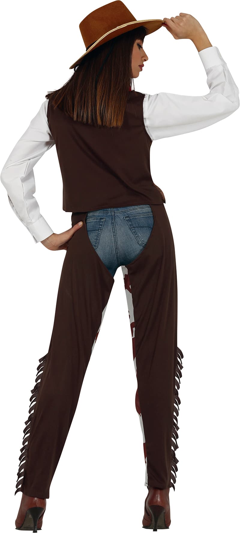 Cowgirl – kostume til damer, brun og hvid