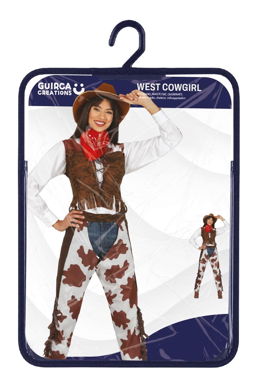 Cowgirl – kostume til damer, brun og hvid