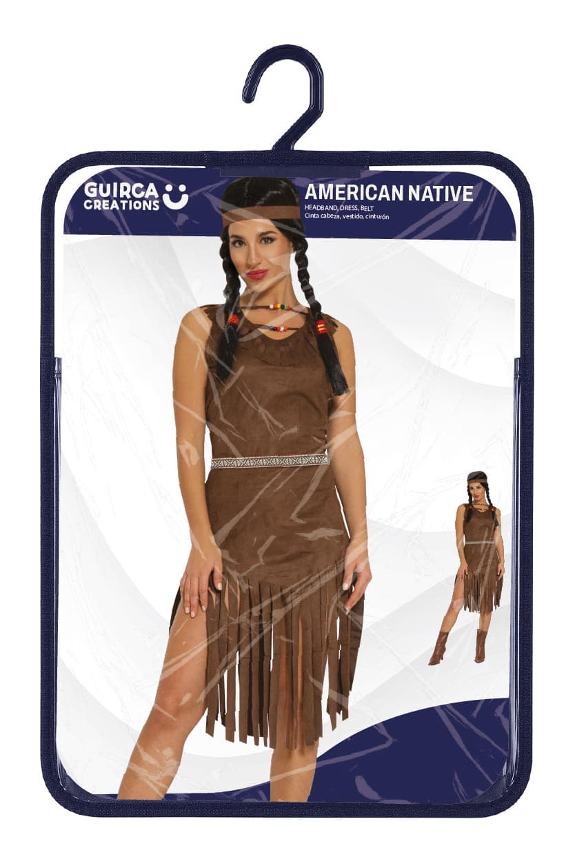 Indianer – kostume til damer, brun, model 79214