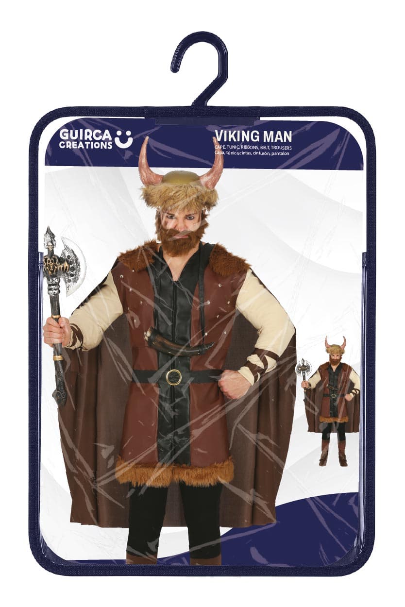 Viking – kostume til herrer, brun og beige