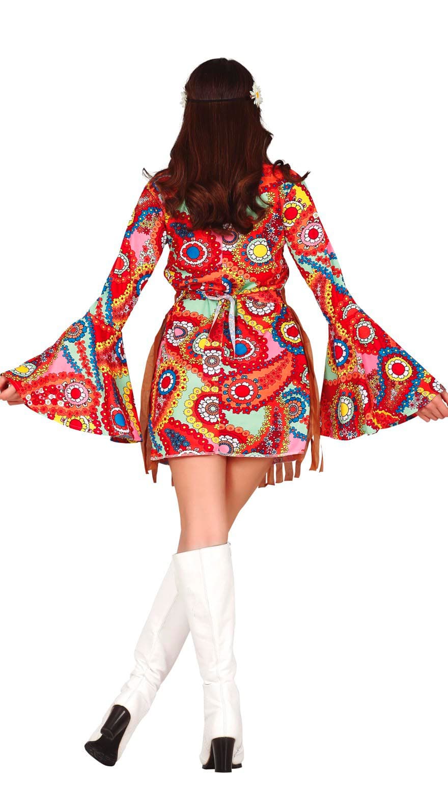 Hippie – kostume til damer, brun, guld og flerfarvet