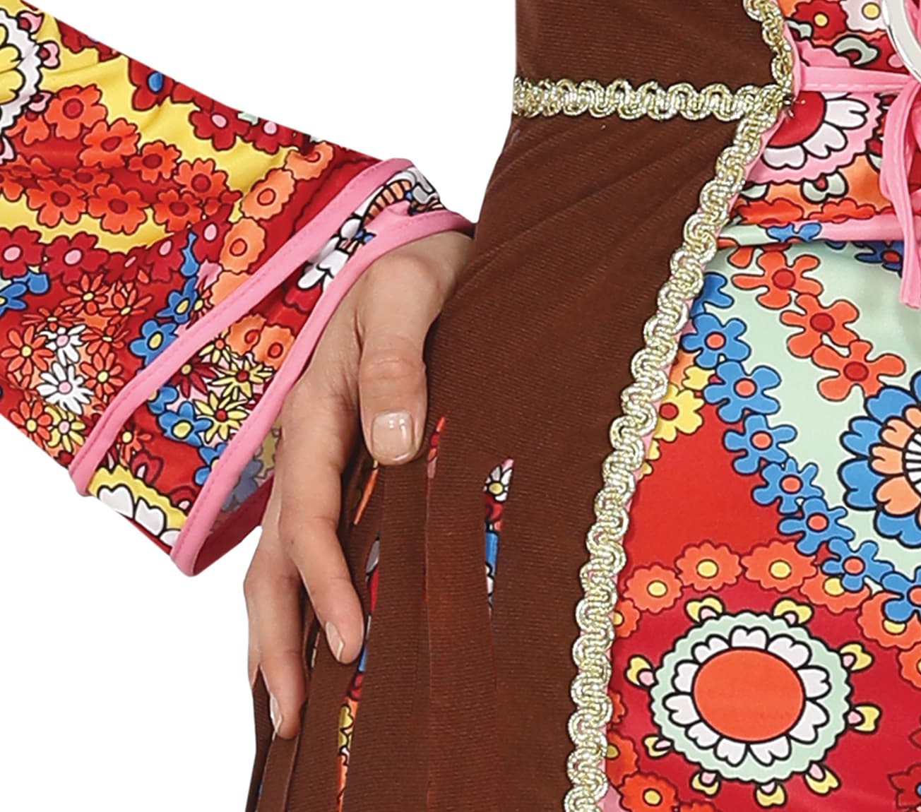 Hippie – kostume til damer, brun og flerfarvet, model 79391