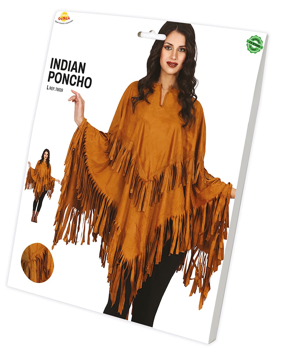 Indianerponcho – kostume til damer, model 79639