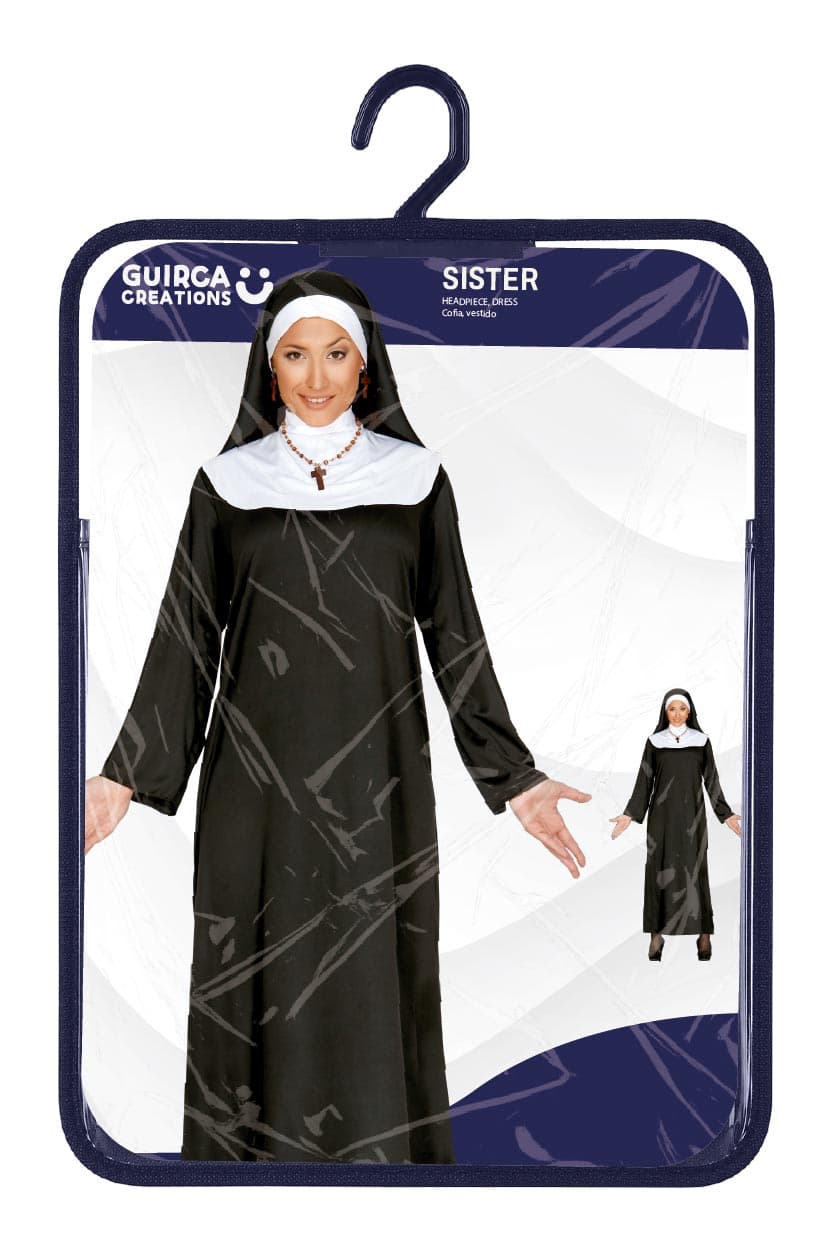 Nonne – kostume til damer, sort og hvid, model 80031
