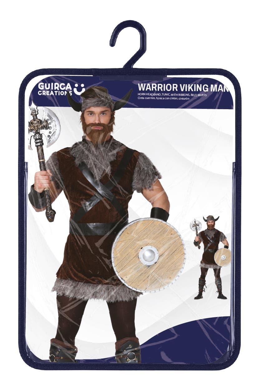 Viking – kostume til herrer, brun og grå