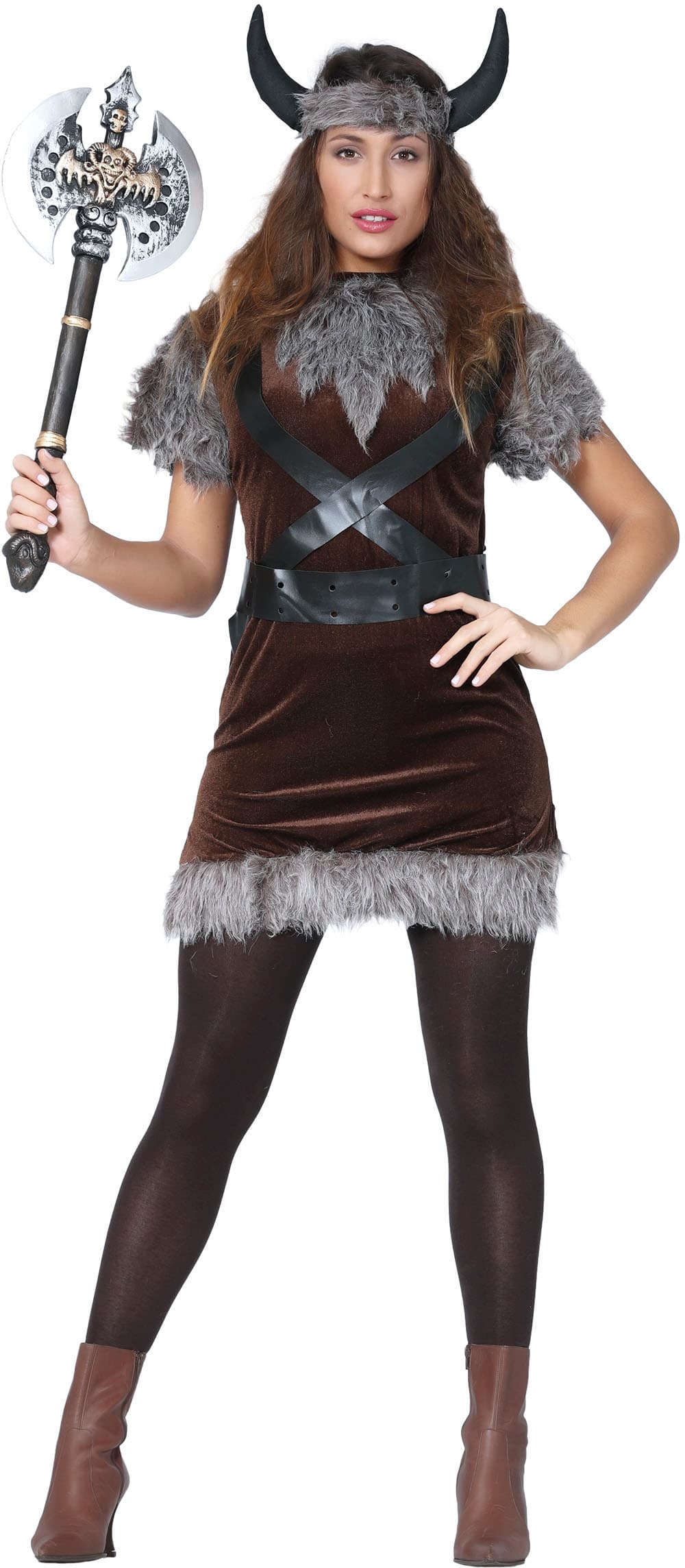 Viking – kostume til damer, brun og grå