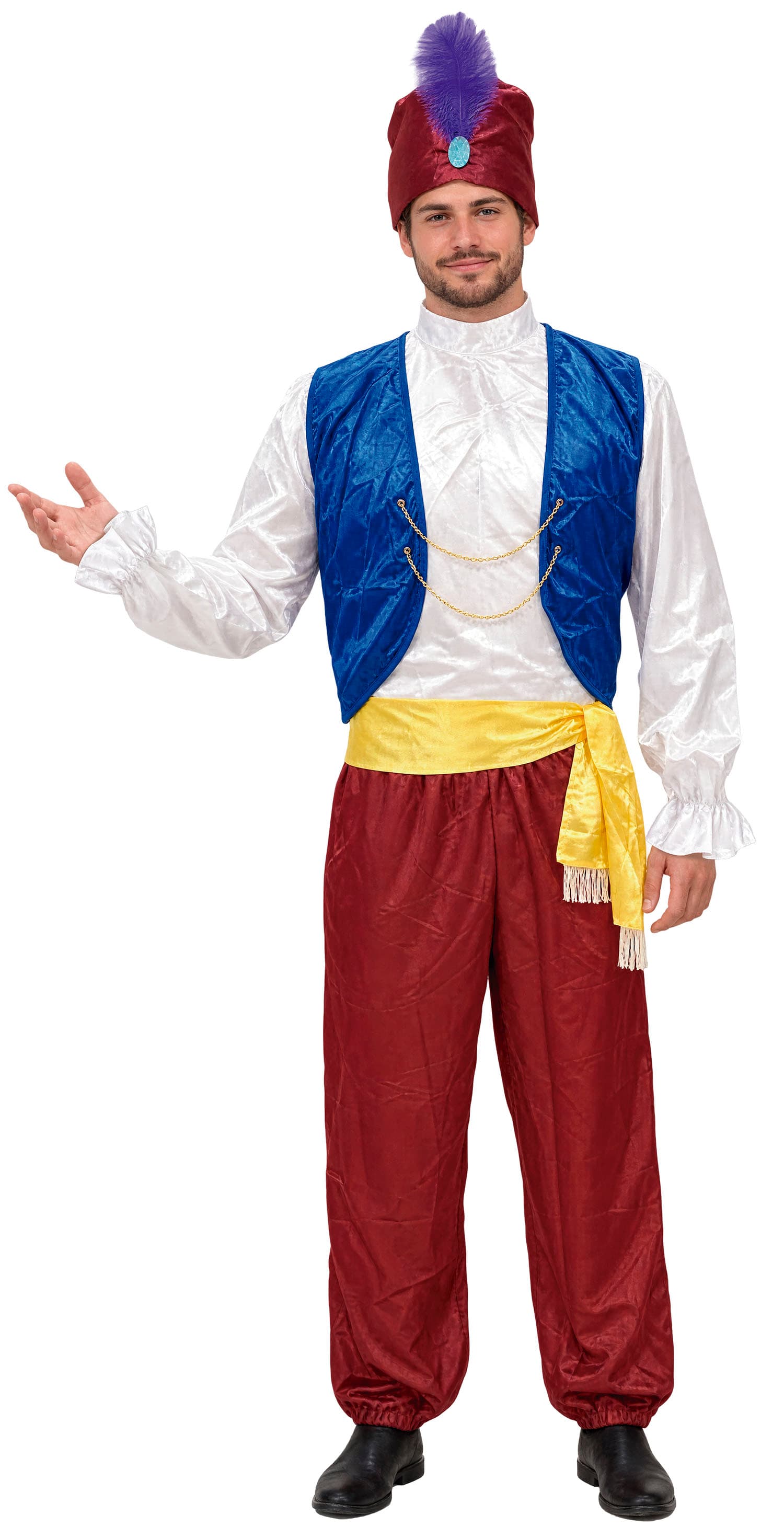 Ånden i lampen – kostume til herrer, bordeaux og blå