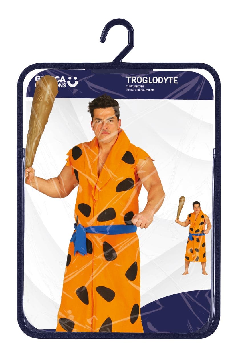 Huleboer – kostume til herrer, orange og sort