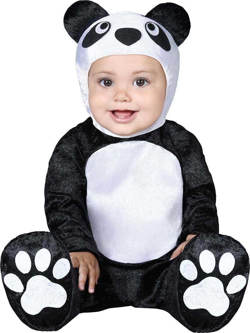 Panda – kostume til baby, sort og hvid
