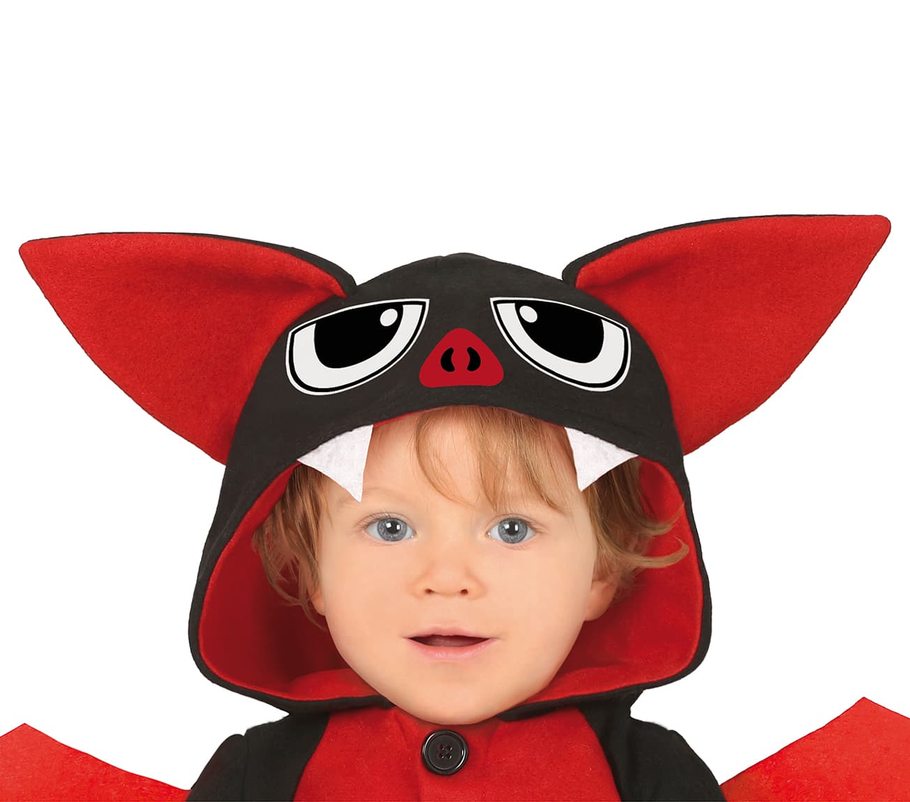Flagermusponcho – kostume til baby, sort og rød