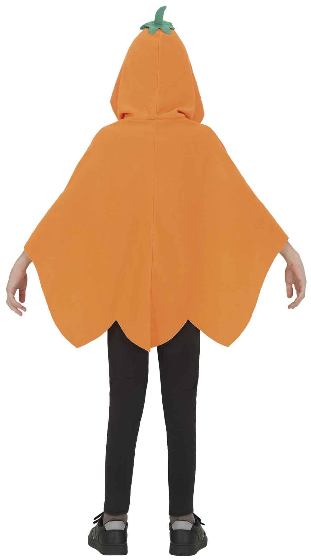 Græskarponcho – kostume til børn, orange og sort