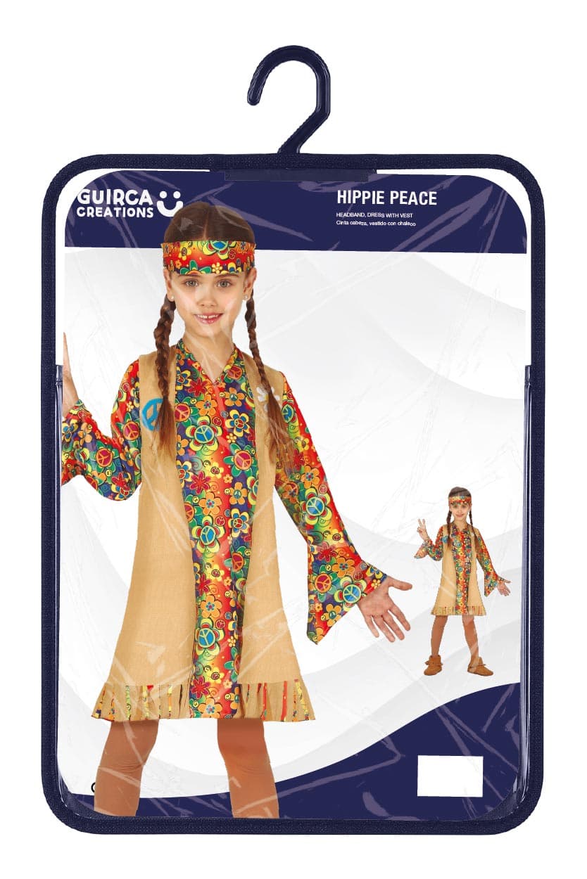 Hippie – kostume til piger, flerfarvet, model 83609