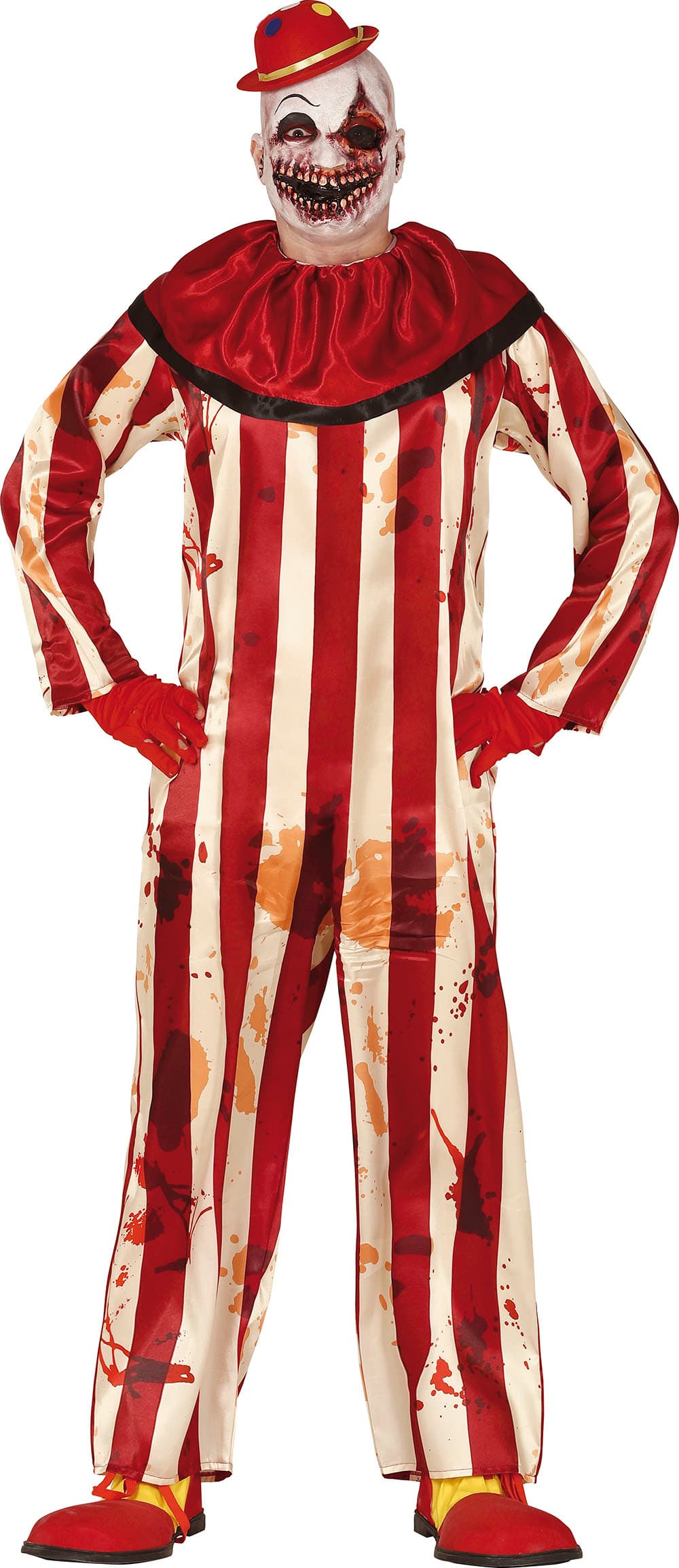 Stribet klovn – kostume til børn og voksne, model 77936