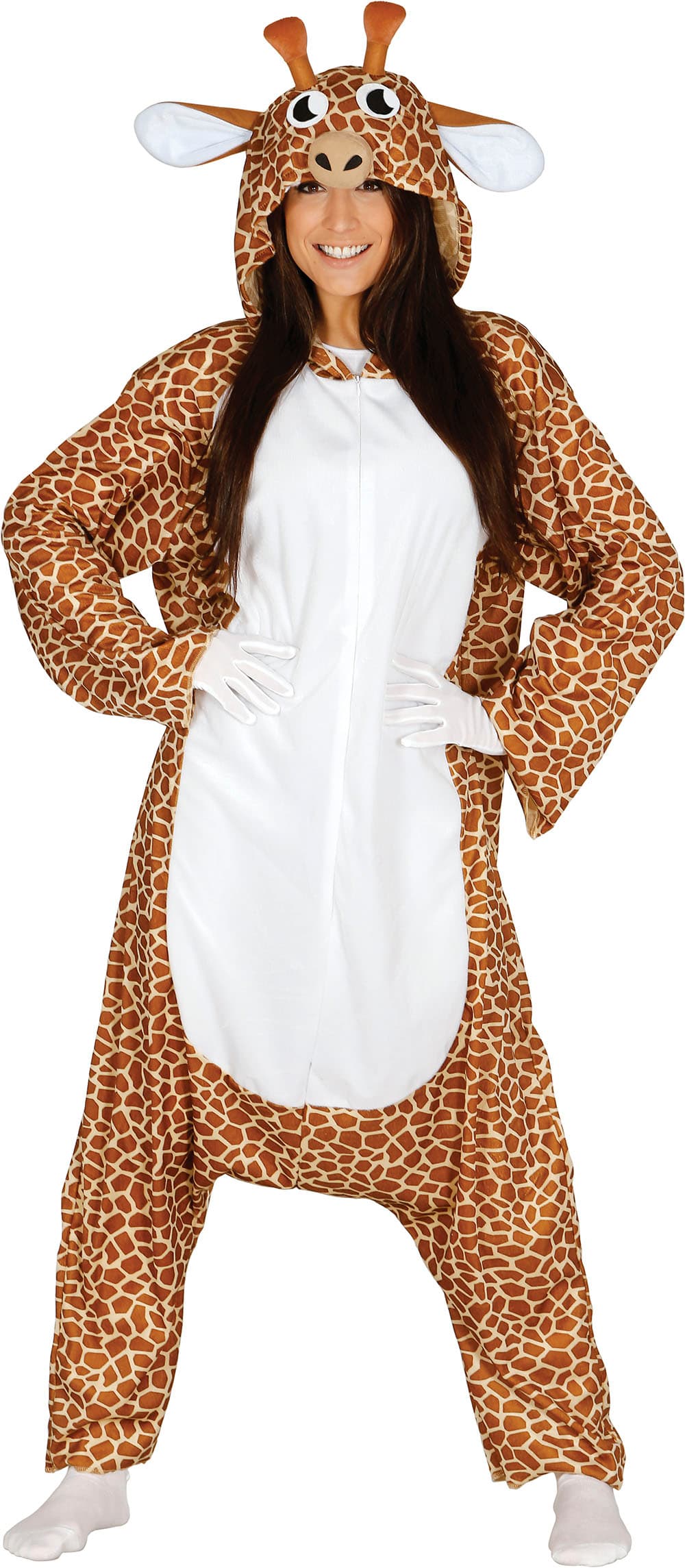 Giraf-kigurumi – kostume til voksne, brun og hvid