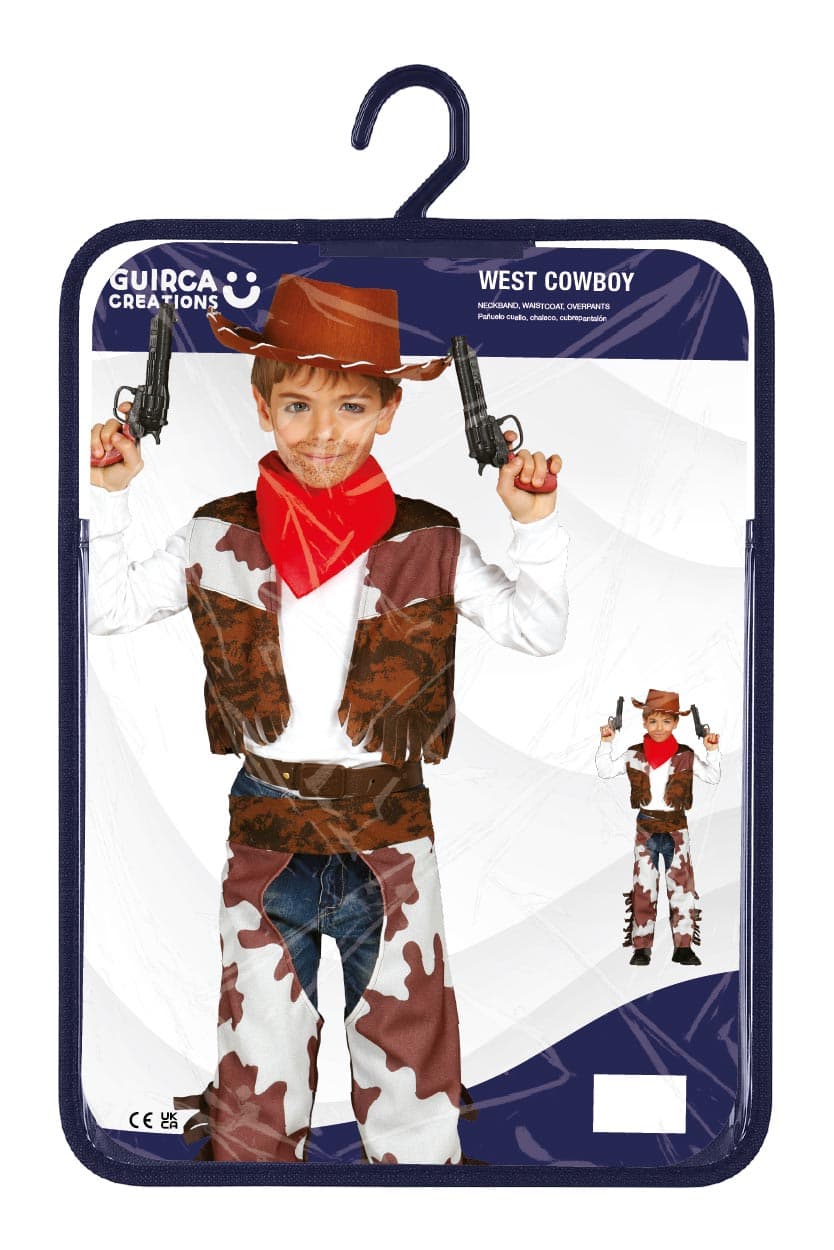 Cowboy – kostume til drenge, brun og hvid
