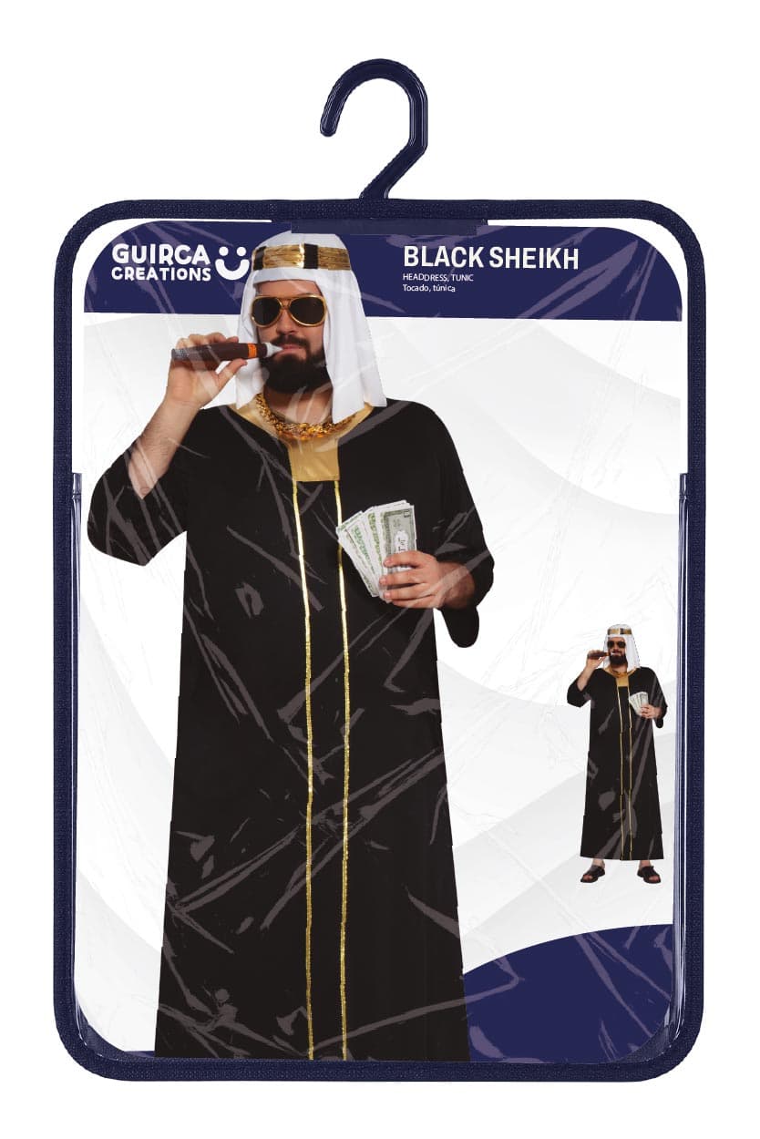 Sheik – kostume til herrer, sort og guld