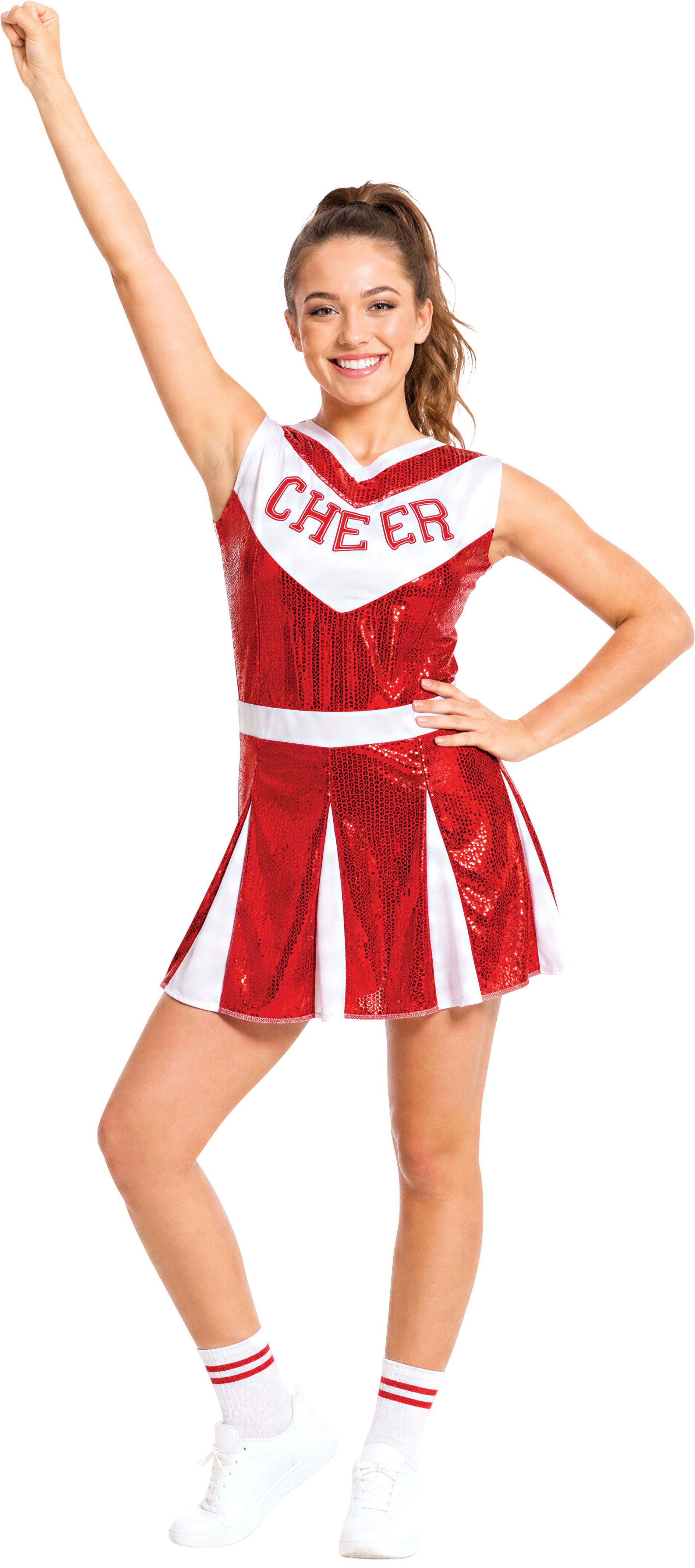 Cheerleader med pailletter – kostume til damer