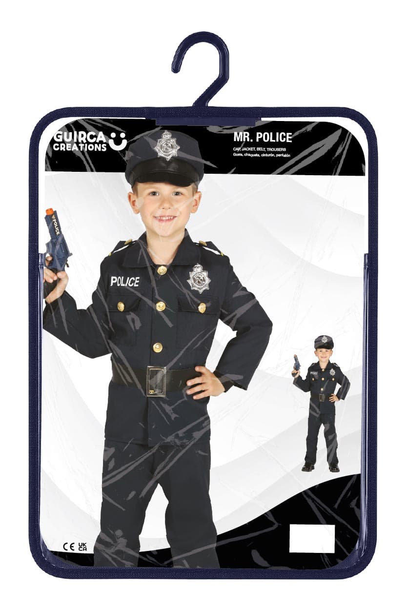 Politi – kostume til drenge, blå, model 87455