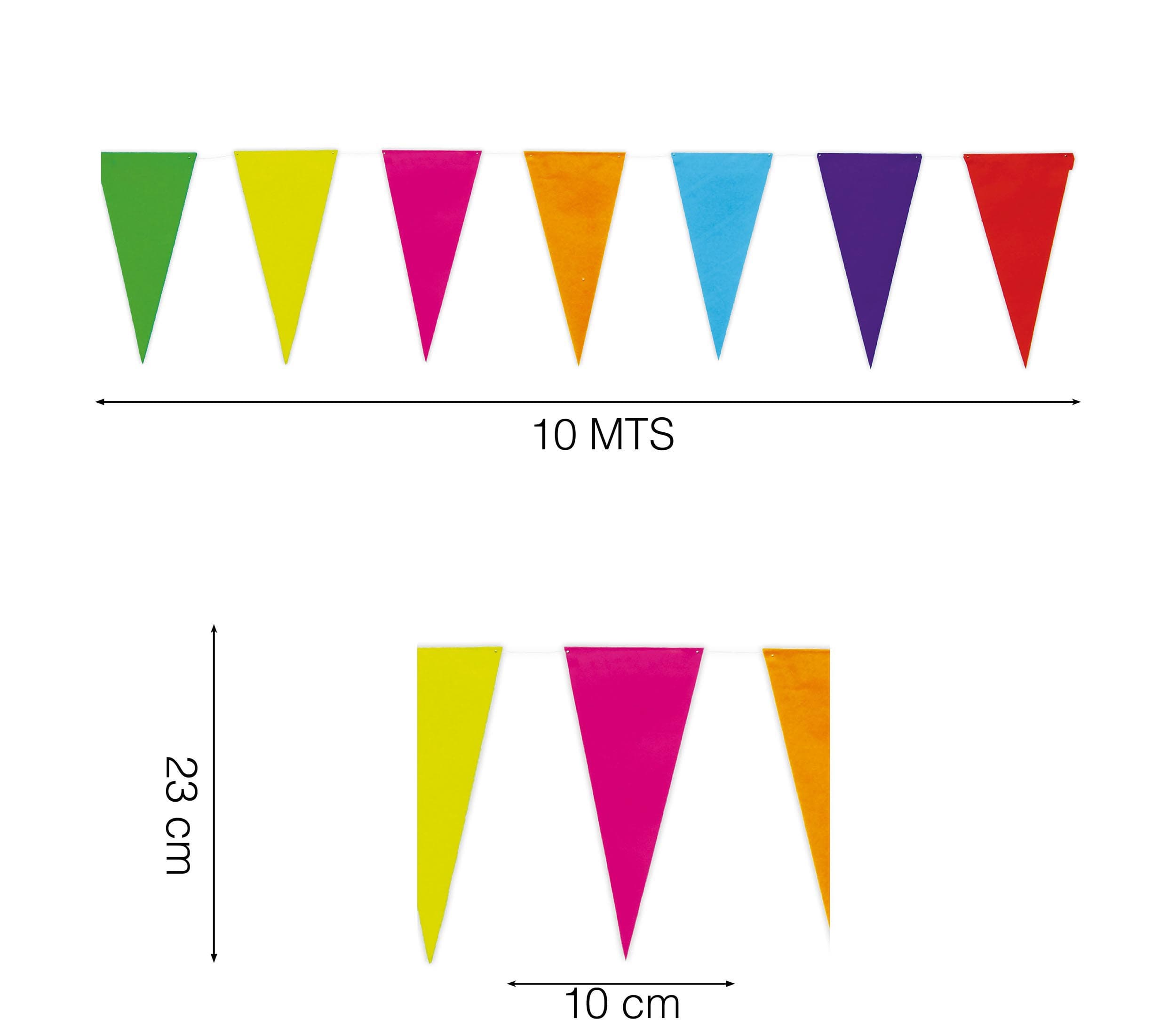 10 m vimpelguirlande i papir, 10 × 23 cm