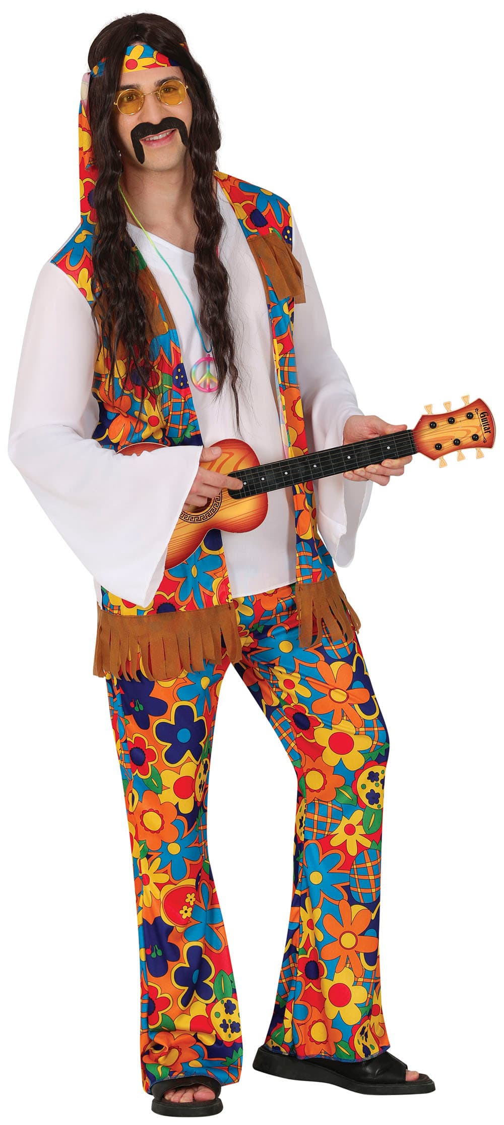 Blomsterhippie – kostume til herrer, flerfarvet