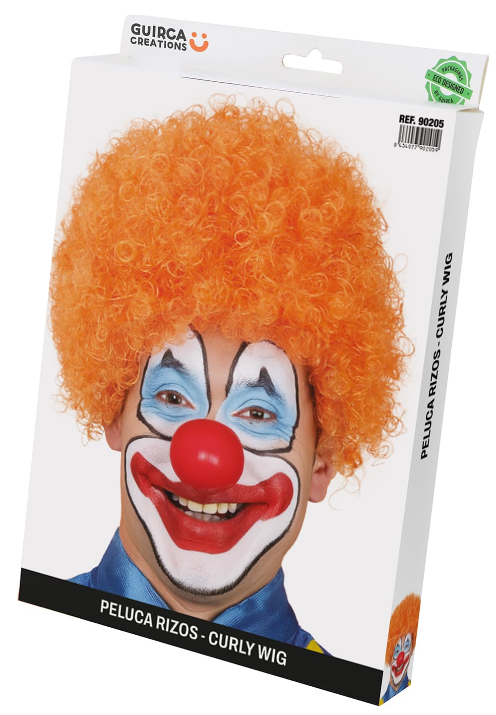 Orange krøllet paryk