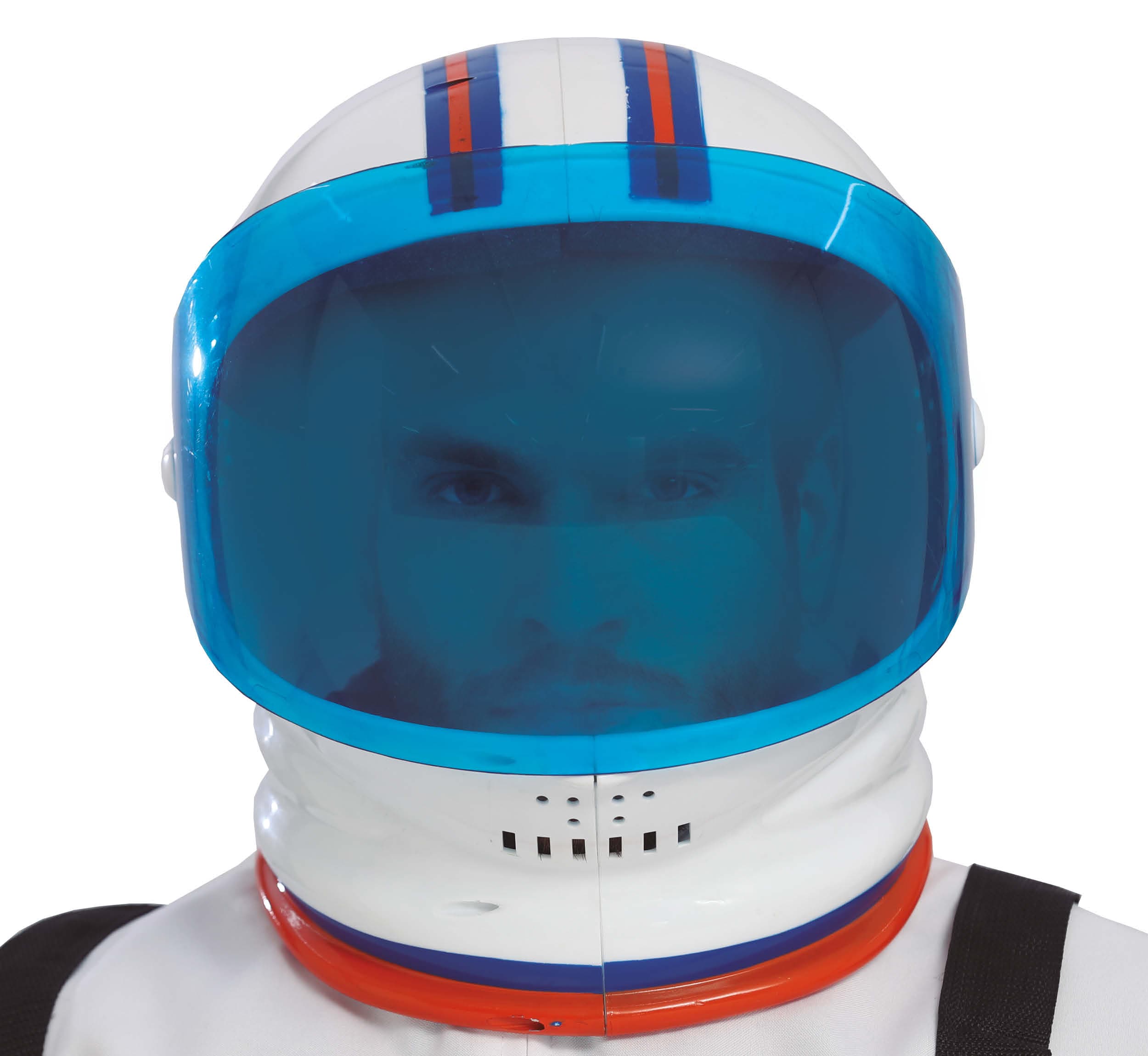 Astronauthjelm, hvid og blå
