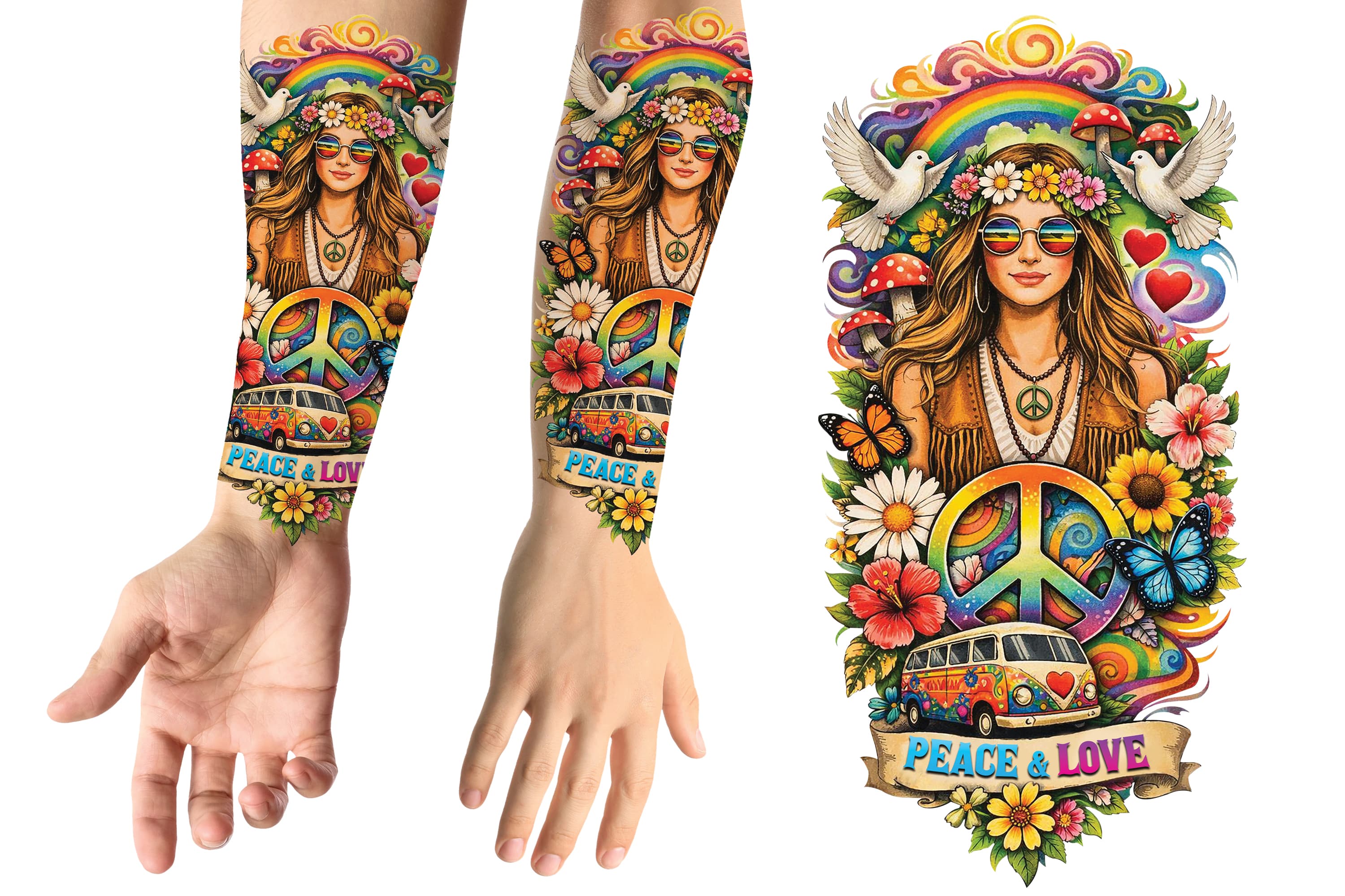 Hippietatovering, 14 × 30 cm