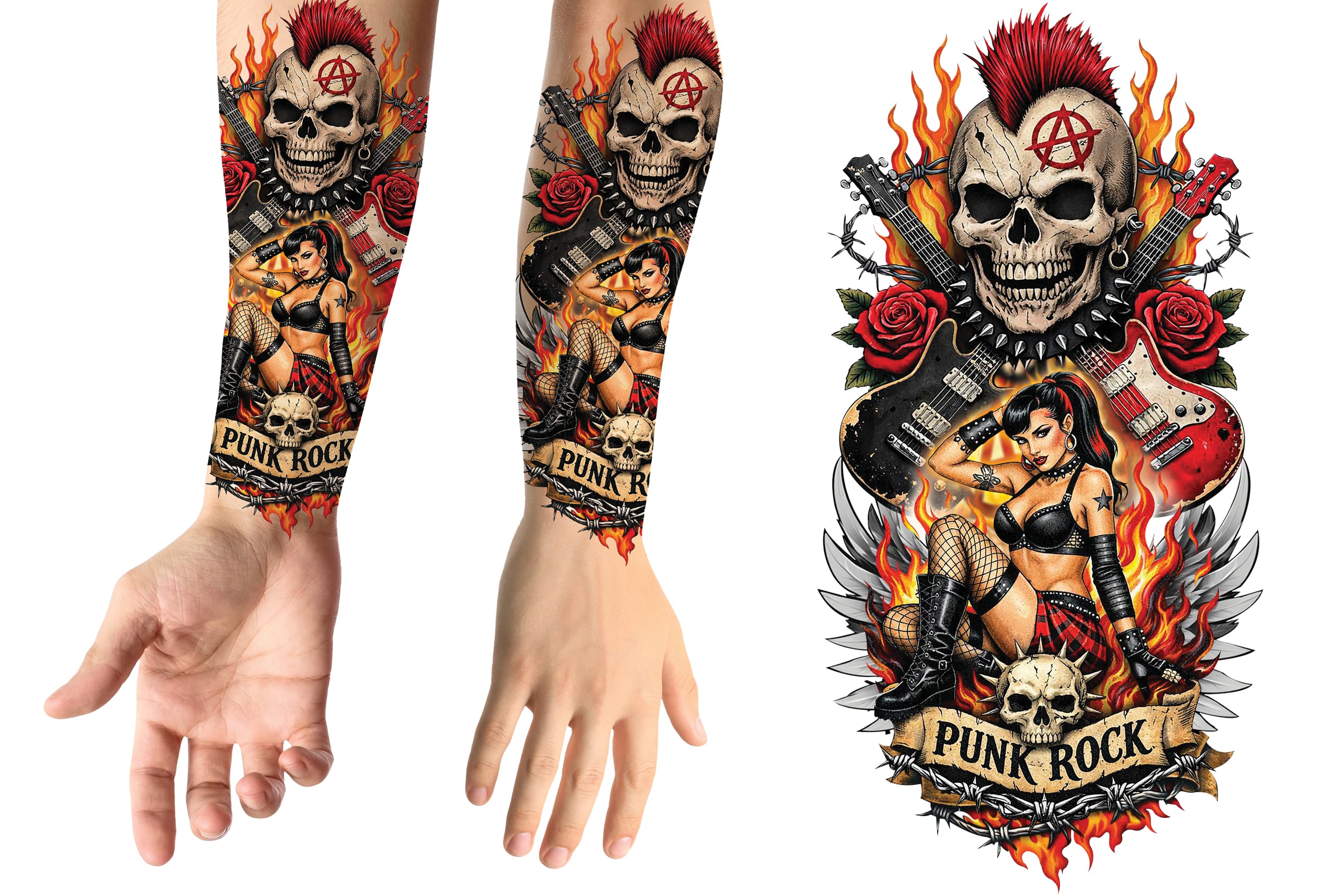 Punkrock-tatovering 14 × 30 cm