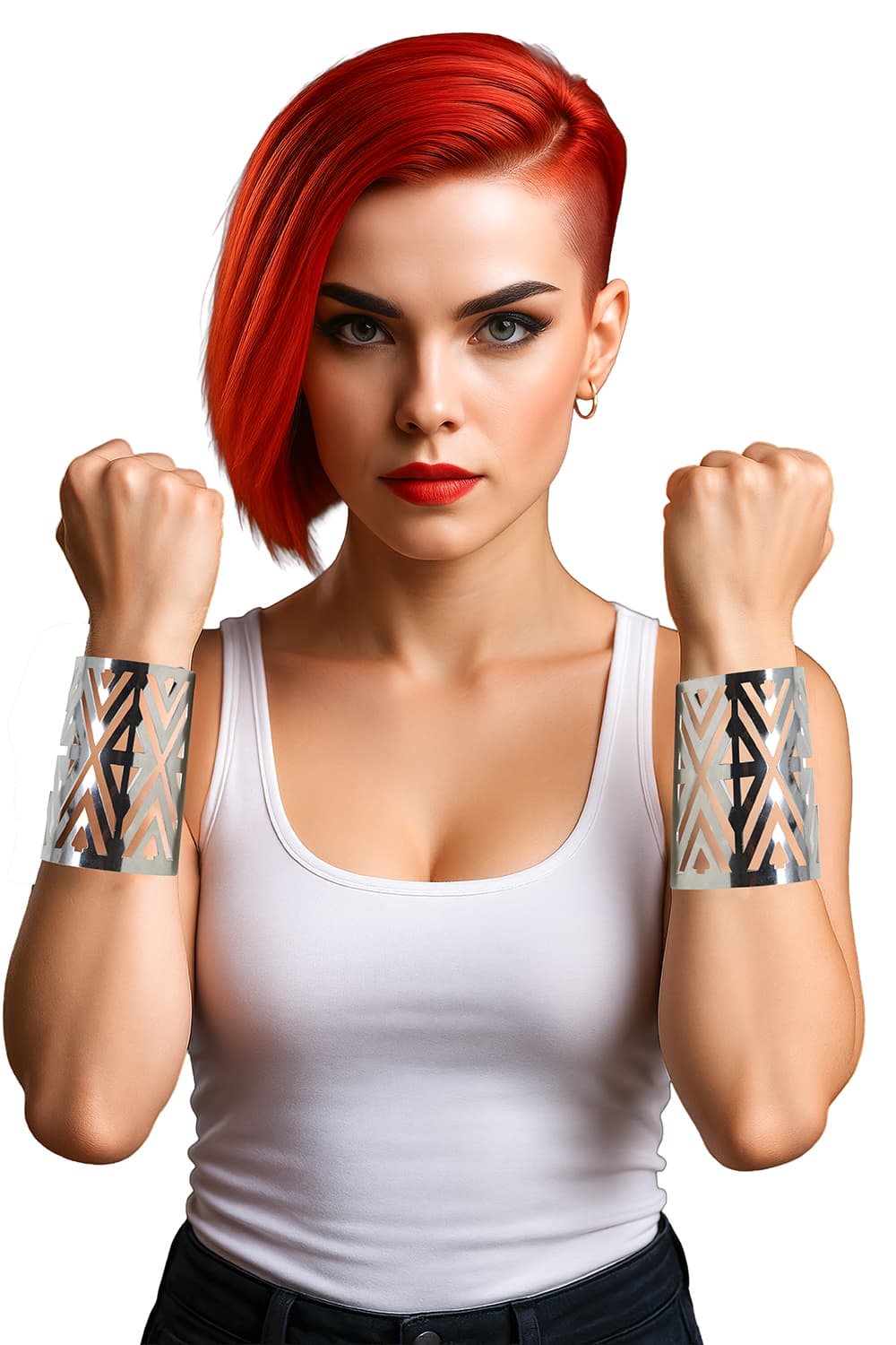 Sølvfarvet futuristisk armbånd