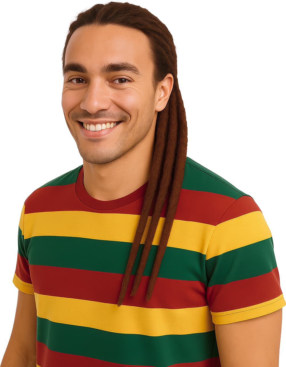 3 brune rasta-hårlokker, 60 cm
