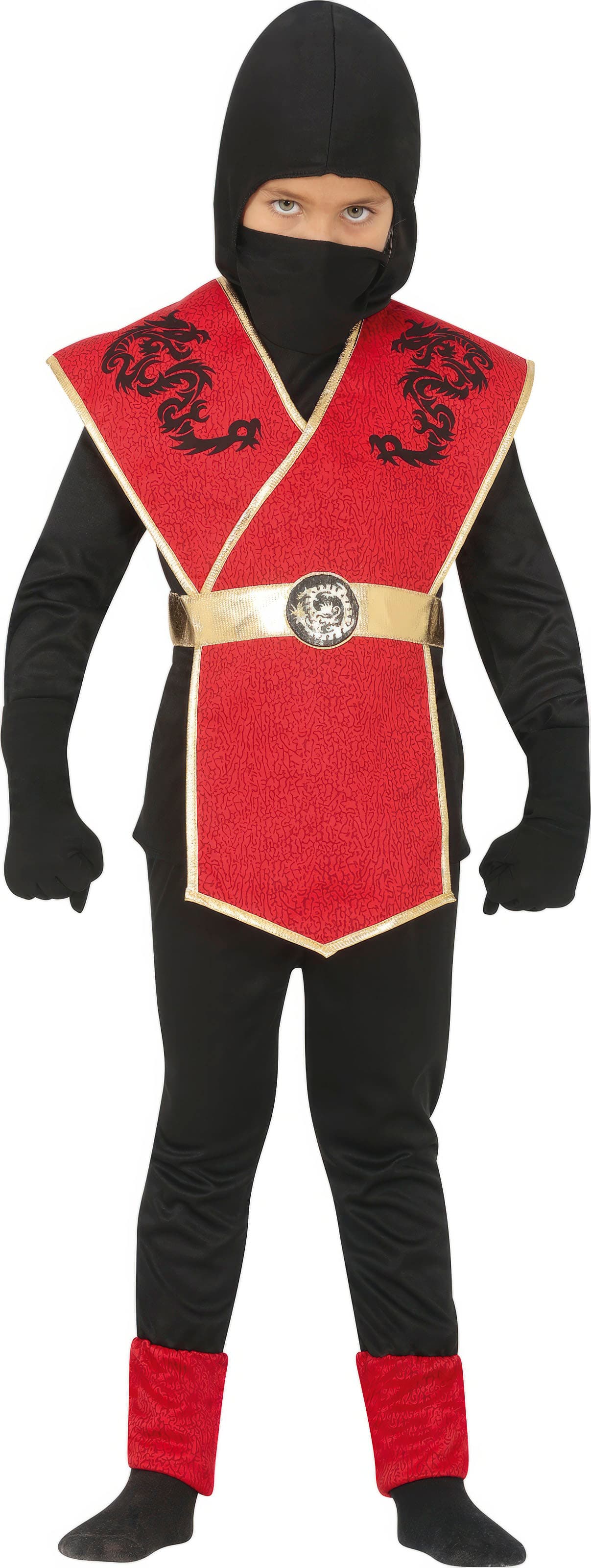 Ninja – kostume til børn, rød og sort