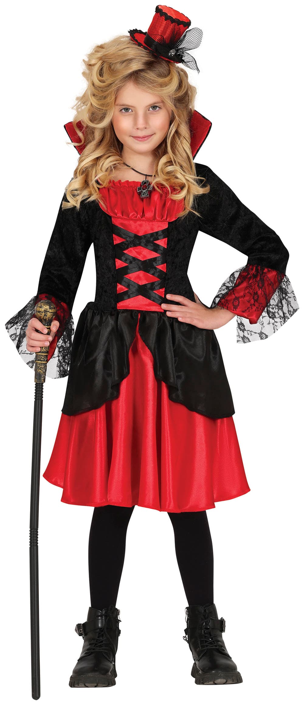 Vampyr – kostume til piger, rød og sort, model 78249
