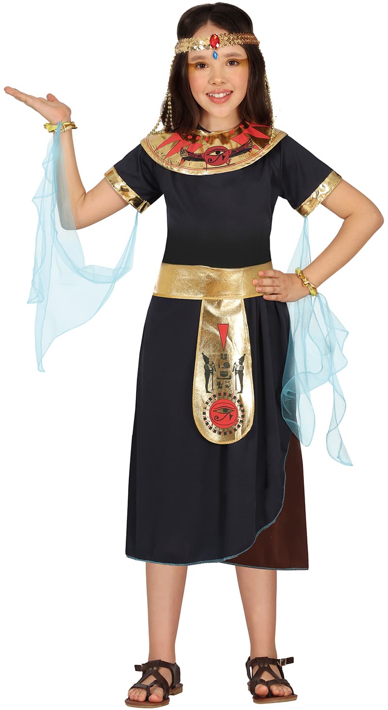 Egyptisk – kostume til piger, sort og guld, model 81020