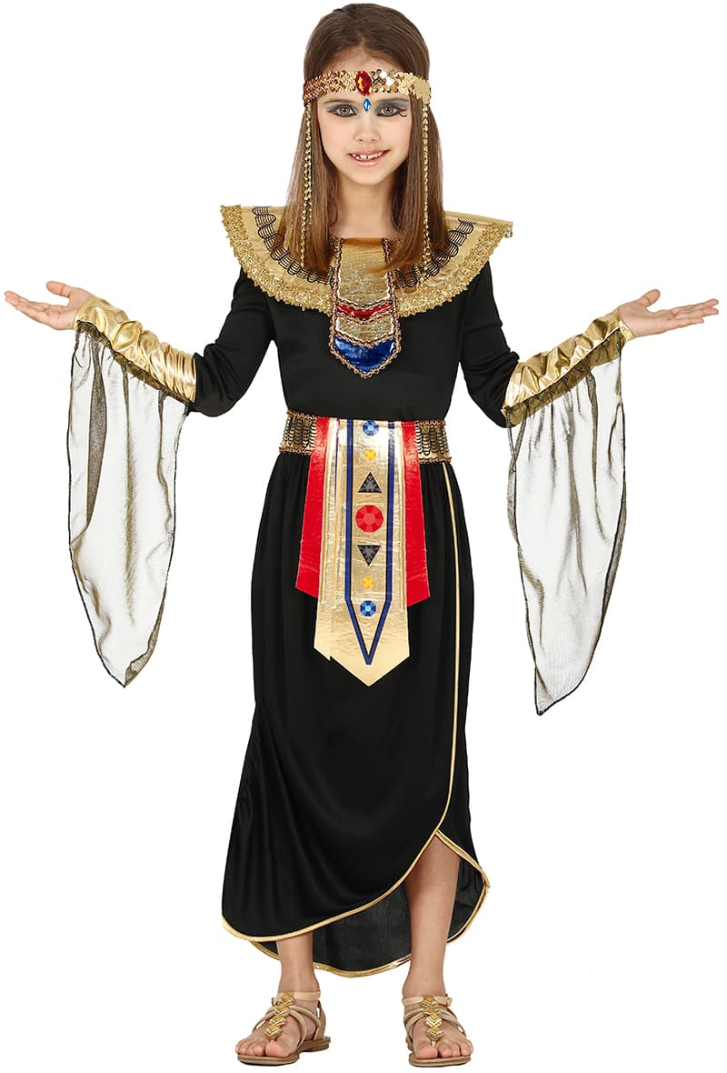 Egyptisk – kostume til piger, sort og guld, model 83548