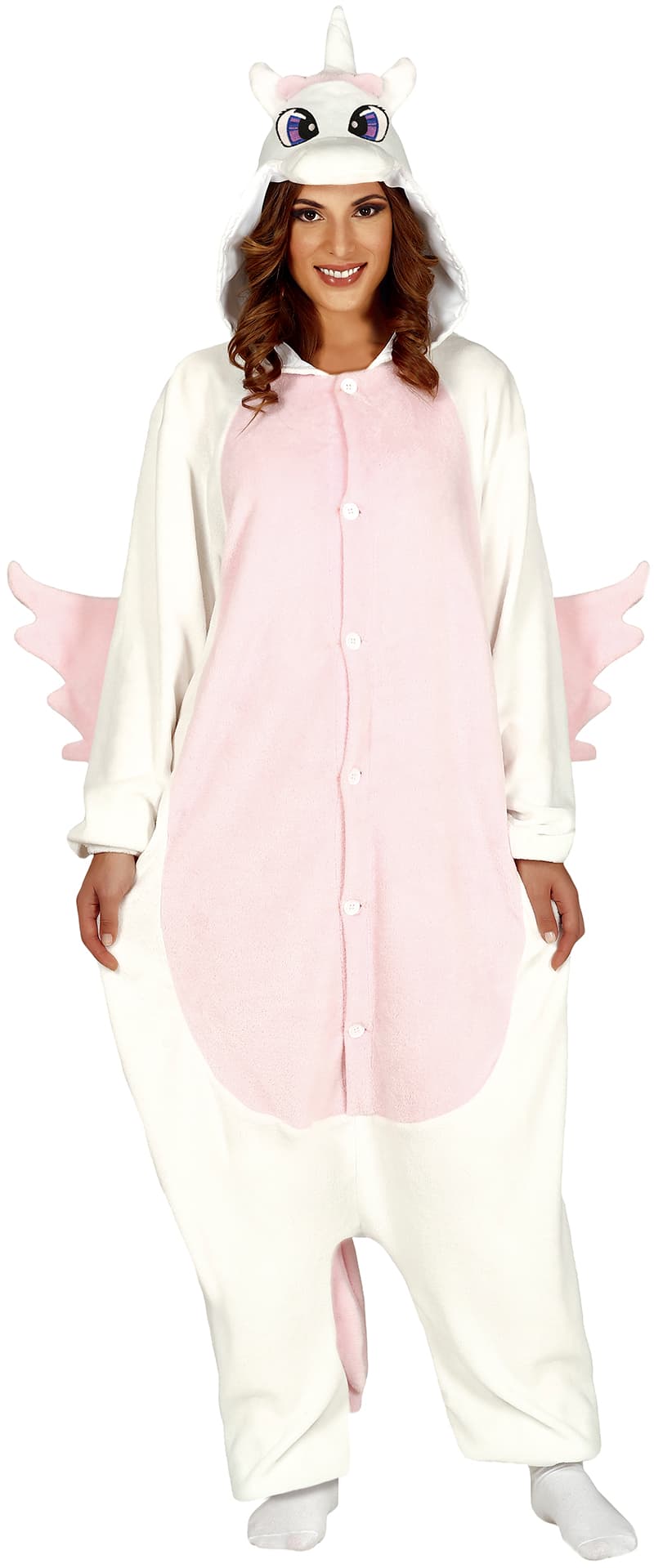 Lyserød enhjørning-kigurumi – kostume til voksne