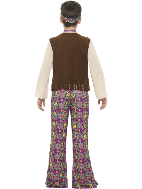 Hippie drengekostume med top og påsat vest.