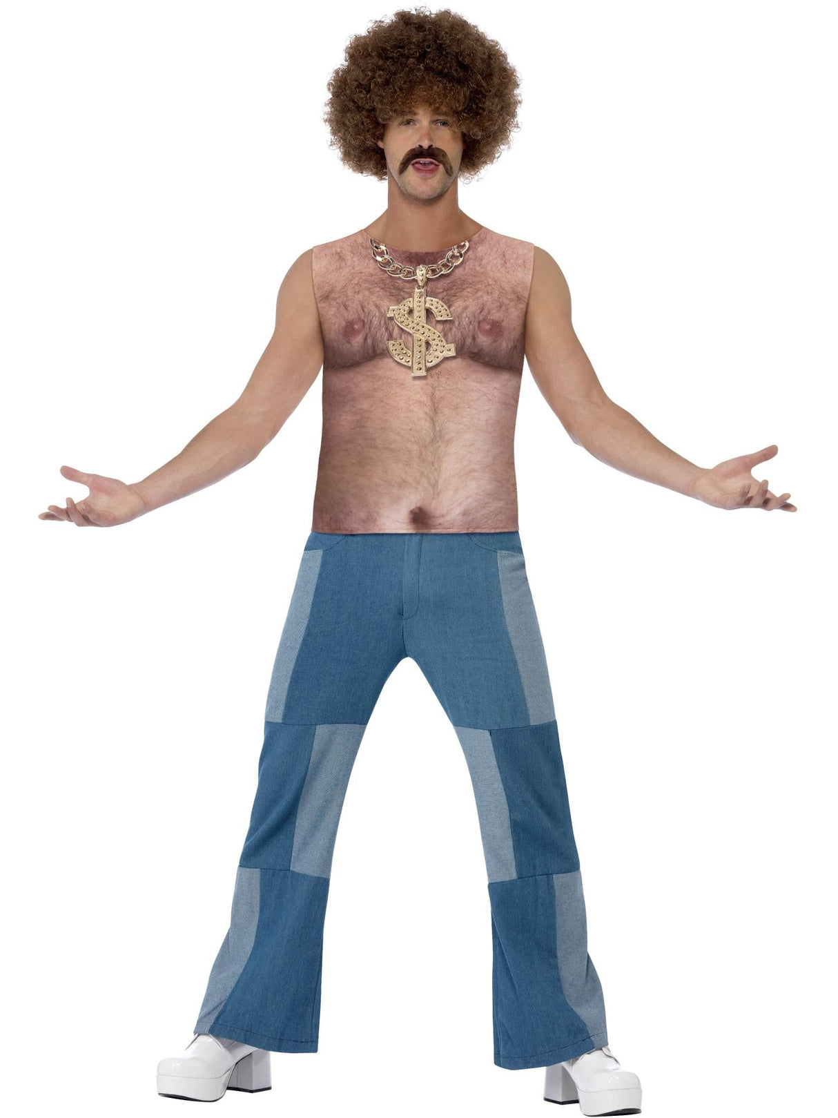 Realistisk 70'er Behåret Bryst, Ærmeløs Top, Nøgen