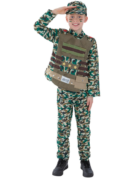Camouflage Militær Drengekostume