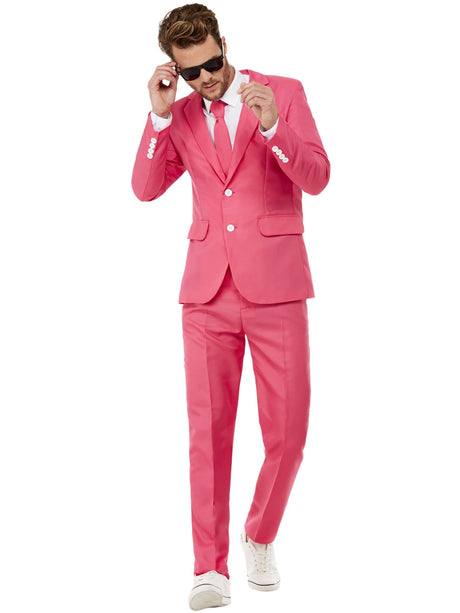 Ensfarvet, iøjnefaldende jakkesæt, pink