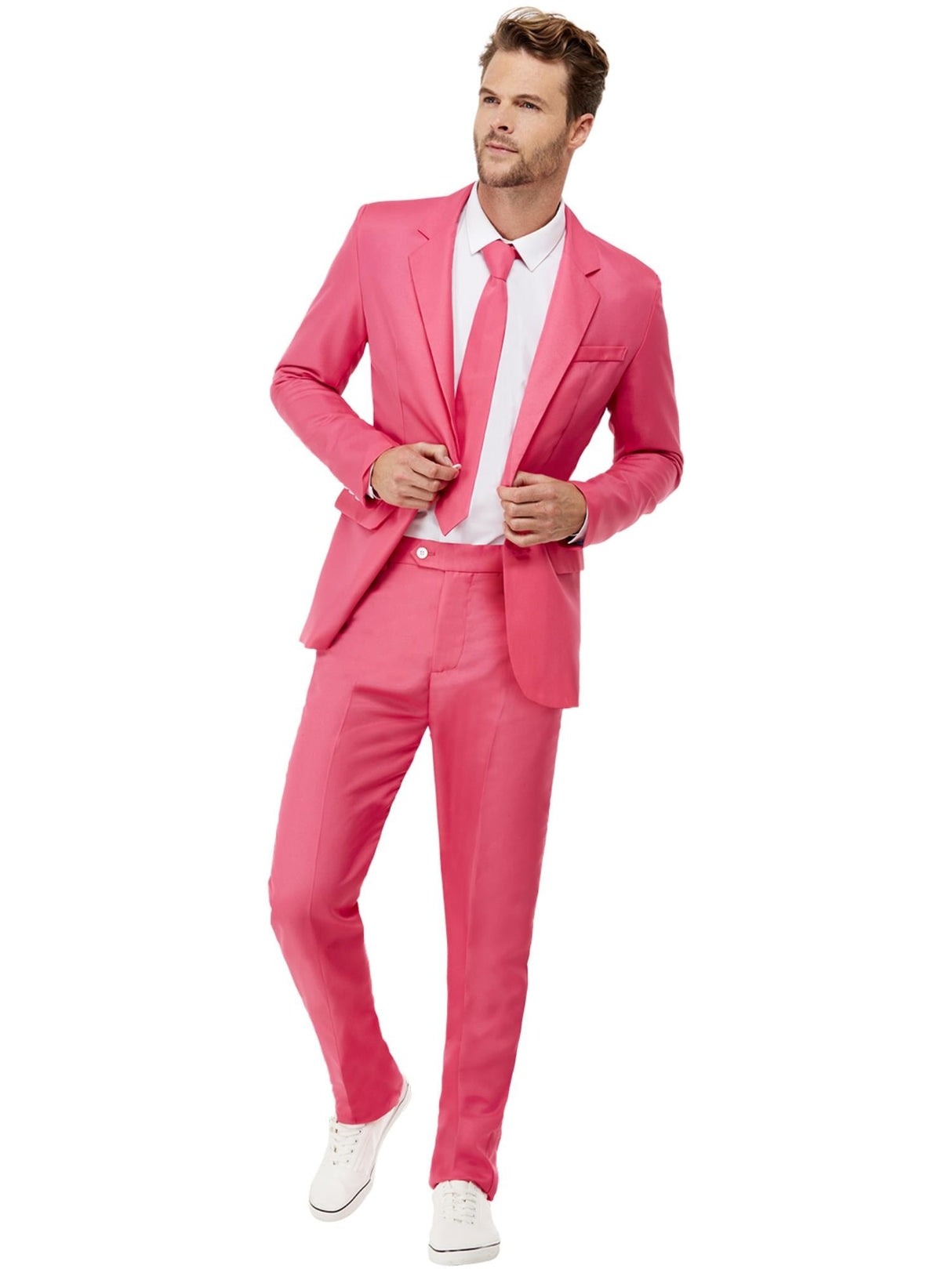 Ensfarvet, iøjnefaldende jakkesæt, pink