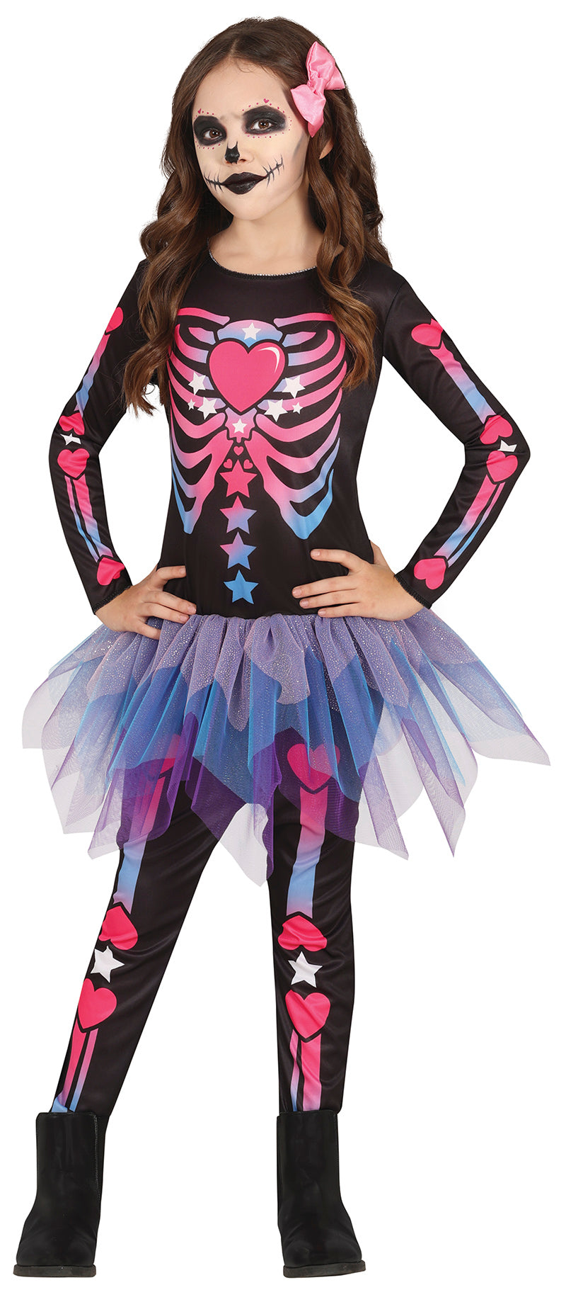Pink skelet Børnekostume