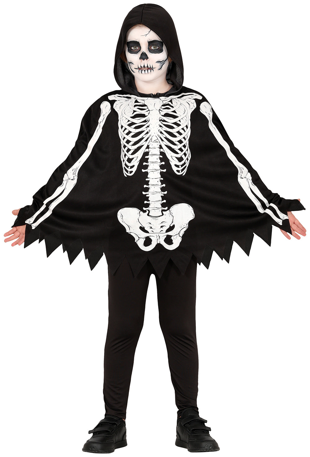 Skeletponcho Børnekostume