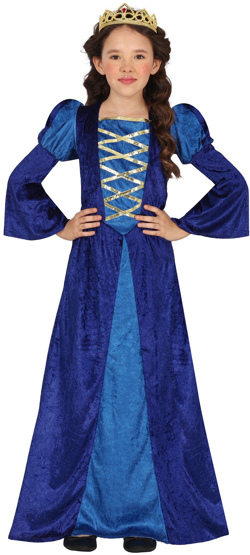 Middelalderlig blå damekostume