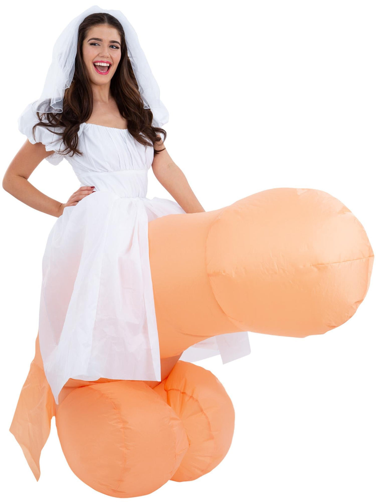 Oppusteligt kostume til brud og penis