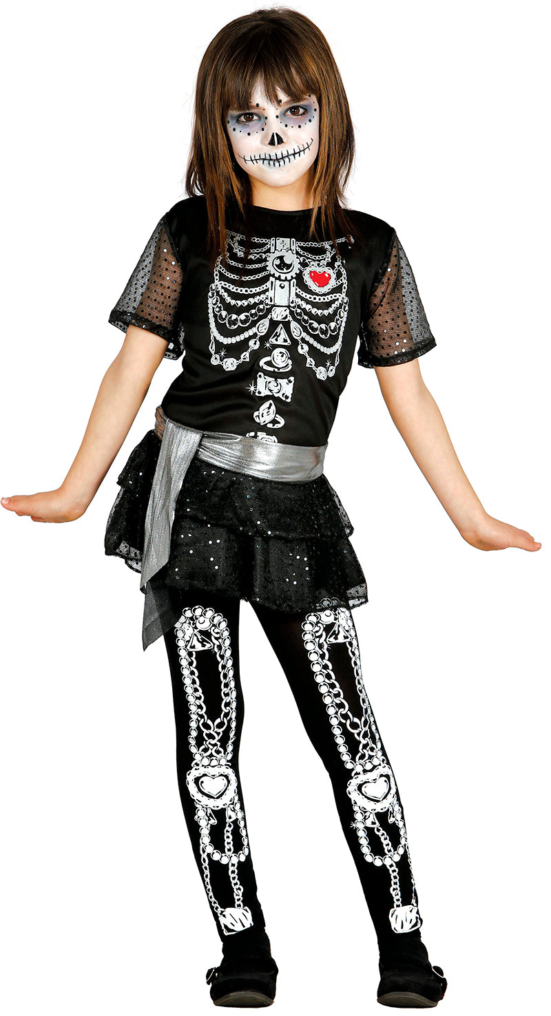 Skinnende skelet Børnekostume